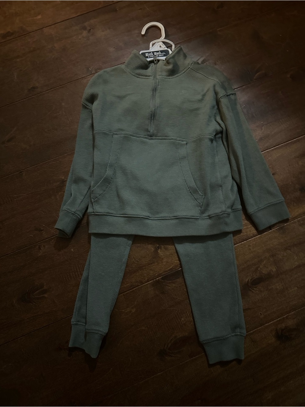 Carter's Olive Green Waffle-Knit Pullover & Jogger Set